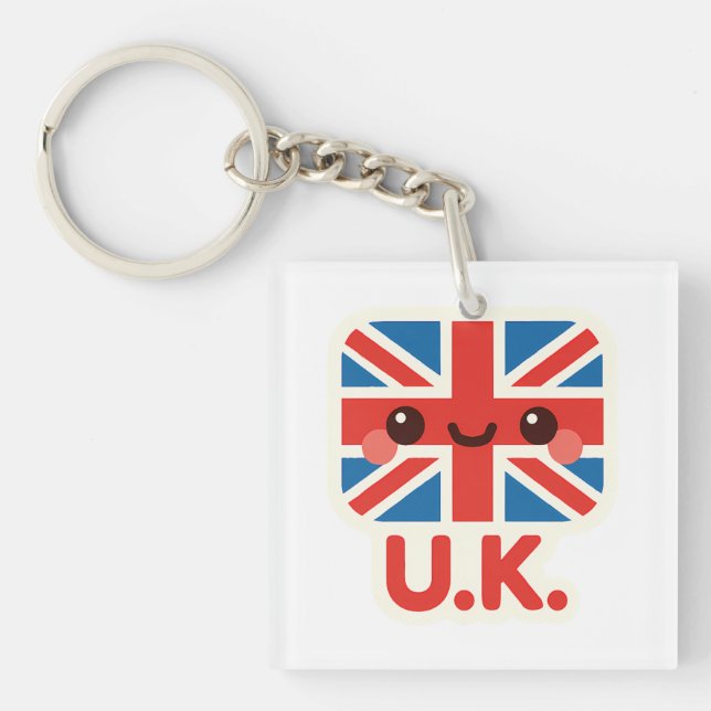 Llavero Bandera británica Kawaii - Diseño británico bonito (Frente)