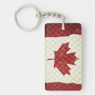 Llavero Bandera canadiense. Alambre de enlace de cadena. R