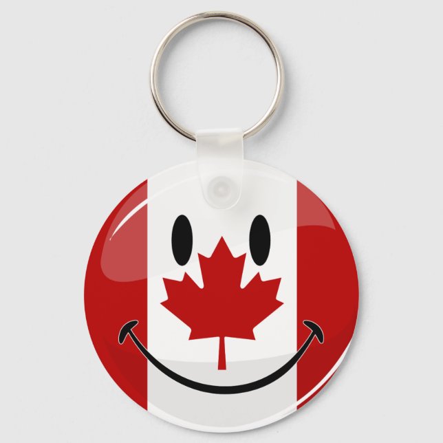 Llavero Bandera canadiense brillante sonriente (Anverso)