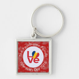 Llavero Bandera Chadiana Letras Rojas LOVE Blanco sobre Ro