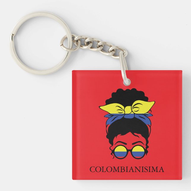Llavero Bandera Chica colombiana CUTE COLOMBIANISIMA (Frente)