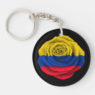 Llavero Bandera color de rosa colombiana en negro