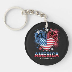 Llavero Bandera Corazón Leopardo 1776 2026 4 de julio