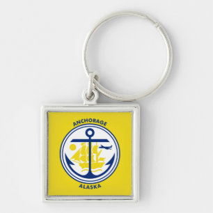 Llavero Bandera de Anchorage, cadena clave Alaska