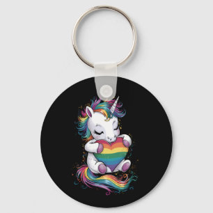 Llavero Bandera de arcoíris de corazón de unicornio de org
