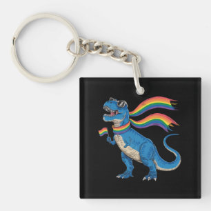 Llavero Bandera de arcoíris Dino Trex Orgullo gay Aliado L