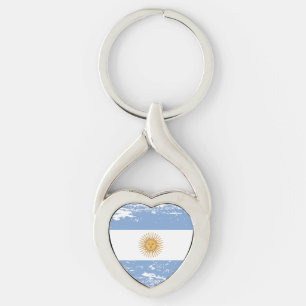 Llavero Bandera de Argentina Grunge