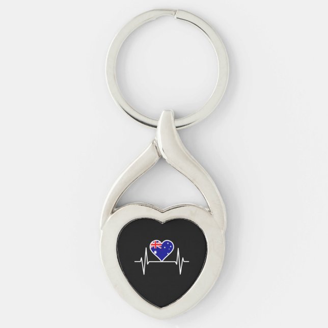 Llavero Bandera de Australia Latido del corazón (Anverso)