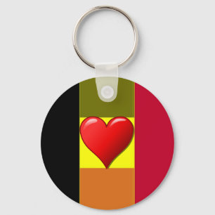 Llavero Bandera De Bélgica Corazón Rastreado Keychain