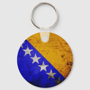 Llavero Bandera de Bosnia y Herzegovina de Grunge Negro