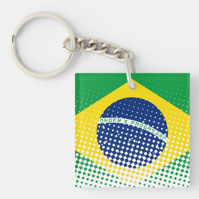 Llavero Bandera De Brasil Con Efecto De Medio Tono (Frente)