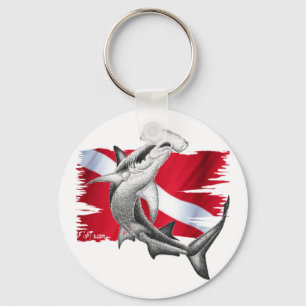 Llavero Bandera de buceo con martillo-buceador abajo