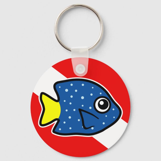Llavero Bandera de buceo del Damselfish de cola amarilla y (Anverso)