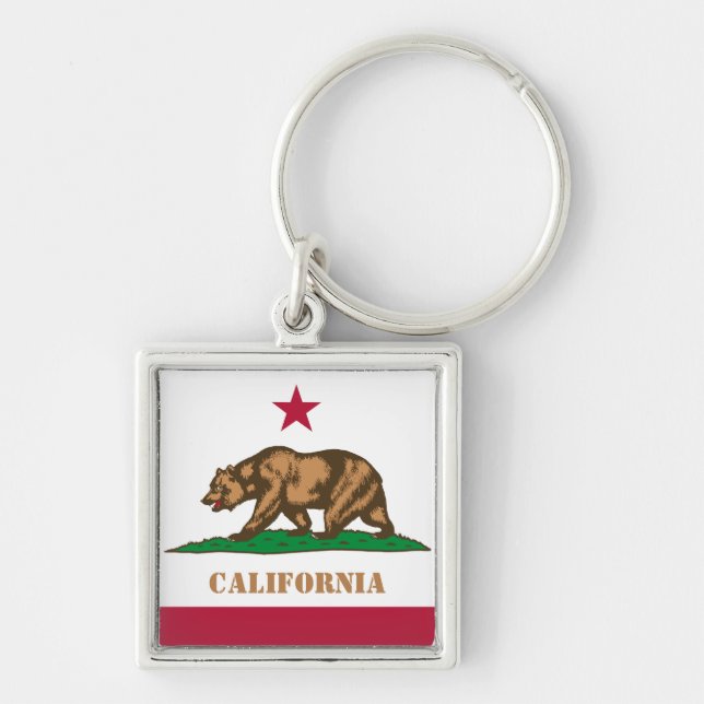 Llavero Bandera de California y viajes/deporte de vacacion (Frente)