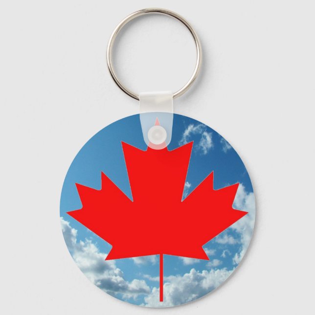 Llavero Bandera de Canadá y cielo azul (Anverso)