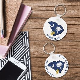 Llavero Bandera de Carolina del Sur y jessamina amarilla d