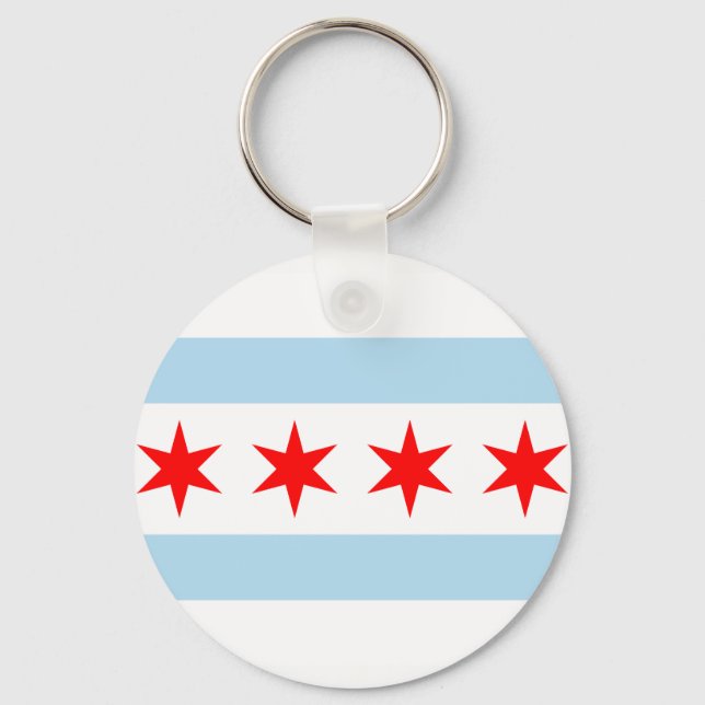 Llavero Bandera de Chicago, Illinois Keychain (Anverso)
