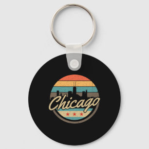 Llavero Bandera de Chicago Silueta Vintage Illinois EE. UU