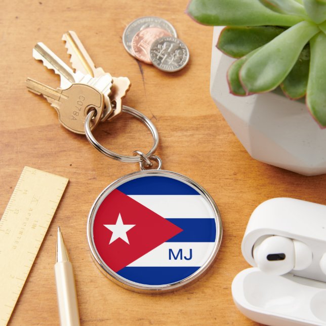 Llavero Bandera de Cuba con monograma Personalizado (Escritorio )