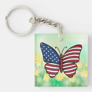 Llavero Bandera de EE. UU. de mariposa sublimación-62614