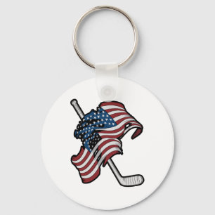 Llavero Bandera de EE. UU. Hecha De Palos De Hockey