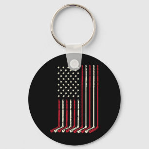 Llavero Bandera De Ee. Uu. Hockey Sobre Hielo Vintage Patr