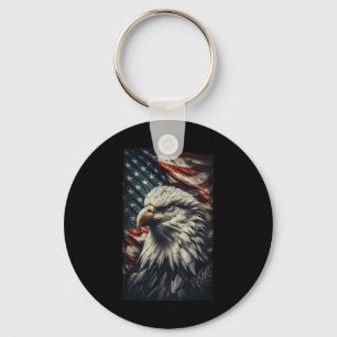 Llavero Bandera De Eeuu Ld Eagle Patriótico Rojo Azul Blan