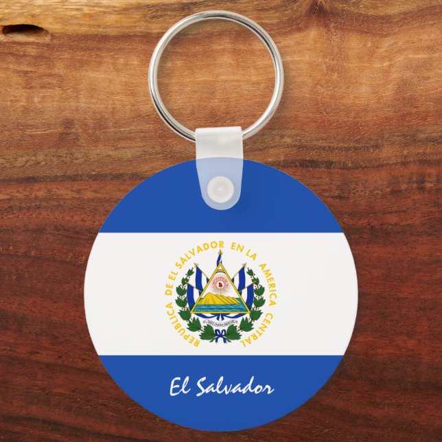 Llavero Bandera de El Salvador y El Salvador, patriotas/de (Anverso)