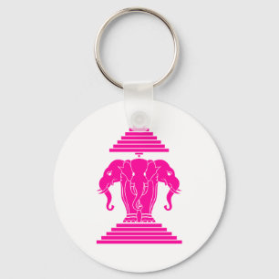 Llavero Bandera de Erawan Pink Three Heheed Elephant Lao/L