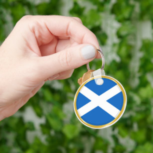 Llavero Bandera de Escocia en Círculo Dorado