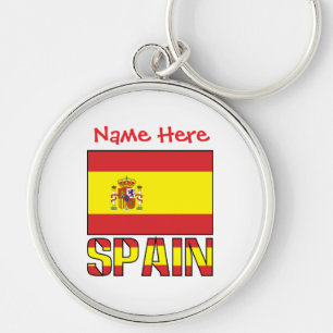 Llavero Bandera de España Personalizada Herencia Redonda d