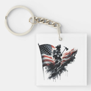 Llavero Bandera de Estados Unidos. Bombero