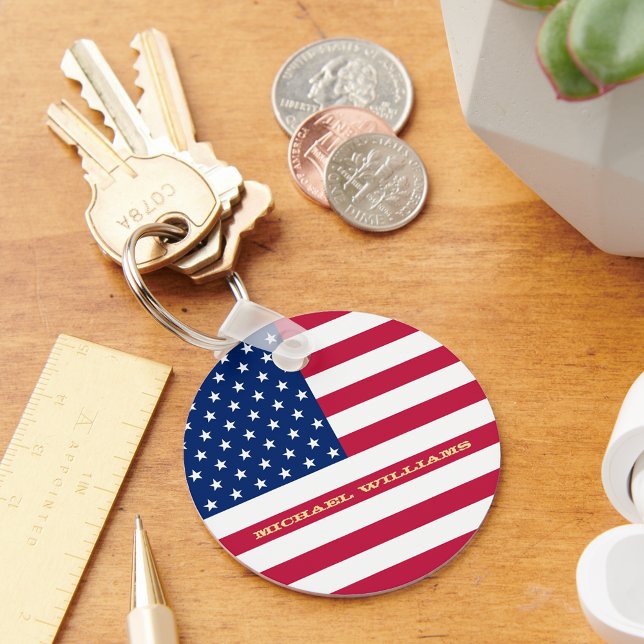Llavero Bandera de Estados Unidos Patriótico Americano 4 d (USA Flag Patriotic American 4th of July Keychain)