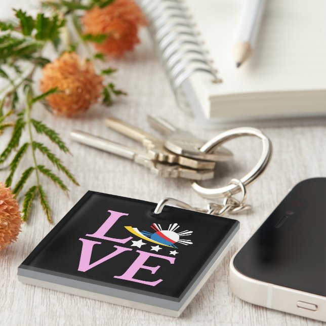 Llavero Bandera de Filipinas - Amor Rosa Filipina (Frente Derecha)