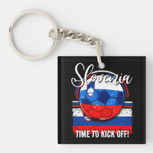 Llavero Bandera de fútbol de Eslovenia, equipo esloveno de