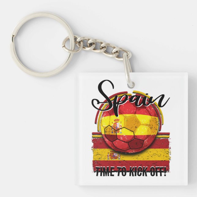 Llavero Bandera de fútbol de España, equipo de fútbol espa (Frente)