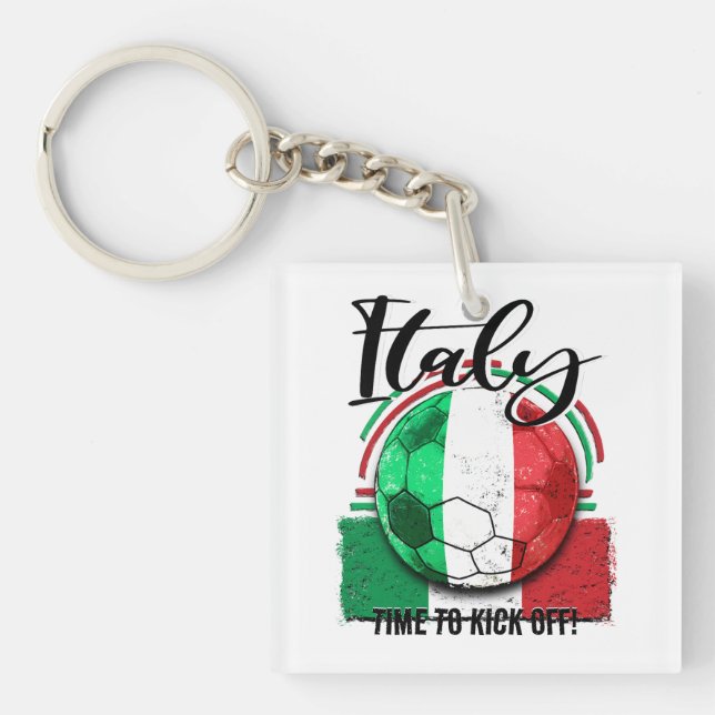 Llavero Bandera de fútbol italiana, fútbol retro italiano (Frente)
