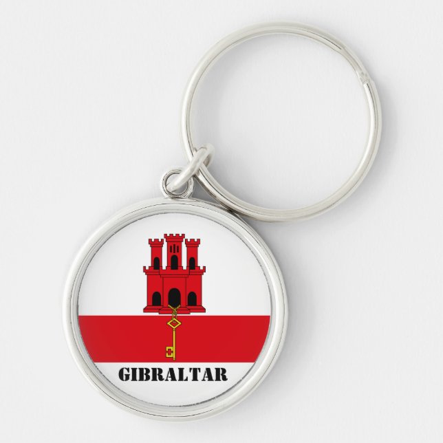 Llavero Bandera de Gibraltar con texto Magnet de Gibraltar (Frente)