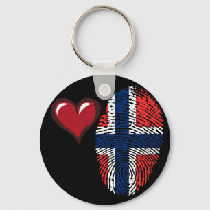 Llavero Bandera de huellas dactilares de Noruega