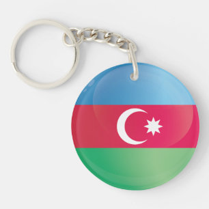 Llavero Bandera de iconos redondos de Azerbaiyán