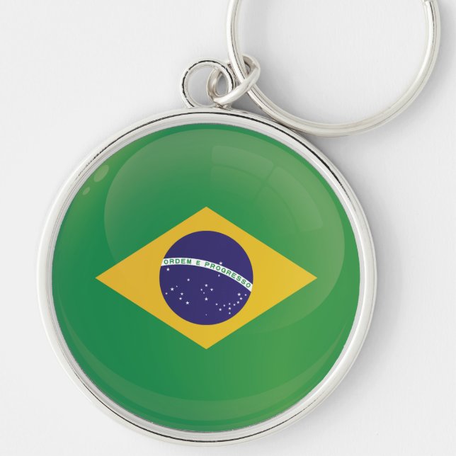 Llavero Bandera de iconos redondos de Brasil (Frente)
