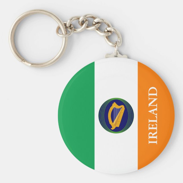 Llavero Bandera de Irlanda con escudo de armas (Frente)