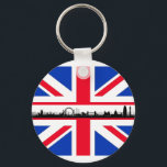 Llavero Bandera de Jack Skyline Union Oye de Londres<br><div class="desc">Este diseño está incluido en la Royal in London Fashion Collection. Los productos de esta línea pueden mostrar diferentes culturas británicas. El horizonte de los ojos de Londres y la bandera de la bandera de la bandera azul aparecen en este artículo. Para más productos temáticos; por favor vea Nuestras otras...</div>