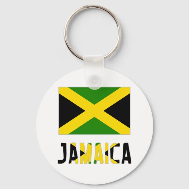 Llavero Bandera de Jamaica y palabra (Anverso)