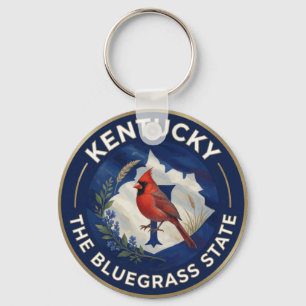 Llavero 🐎 Bandera de Kentucky y cardenal norteño Bluegras