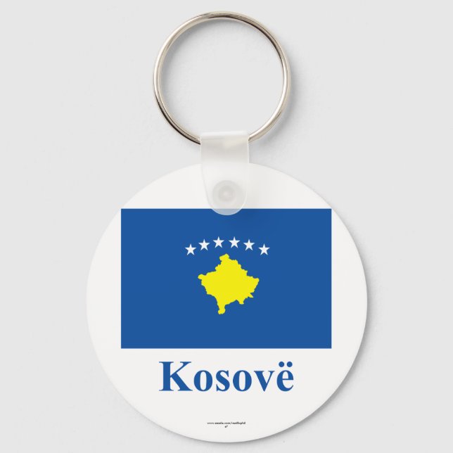 Llavero Bandera de Kosovo con nombre en albanés (Anverso)
