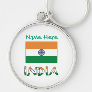 Llavero Bandera de la India Personalizada Redonda de Metal