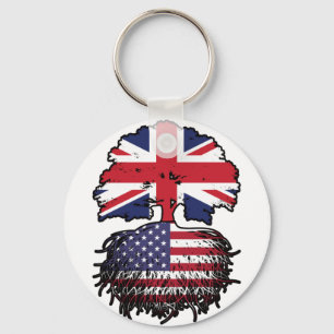 Llavero Bandera de las raíces de los árboles estadounidens