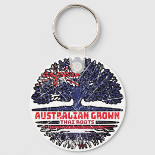 Llavero Bandera de las raíces del árbol de Tailandia y Aus