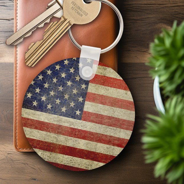 Llavero Bandera de los Antiguos Estados Unidos (Personalized Keychain - Vintage American Flag)